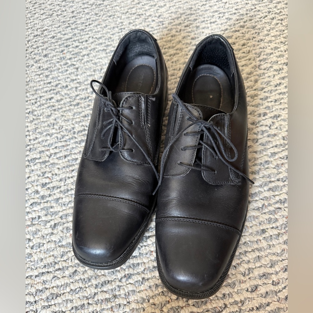 Classic Bostonian Black Leather Oxford Men’s Shoes  Formal Shoelaces Size 11
